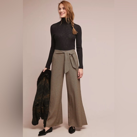 Anthropologie Cartonnier Houndstooth Wide Leg Pants - Picture 1 of 15